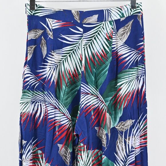 THE SANG Pants Womens Size M Blue Tropical Print High Rise‎ Wide Leg Beach Boho - Picture 5 of 13